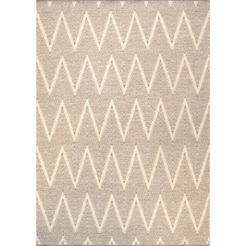 Contemporary Chevron Hand-Woven Cotton Rug, 5' x 8', Gray