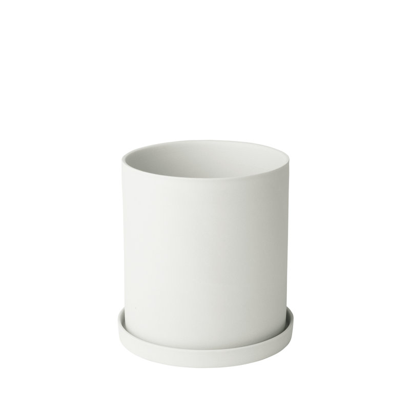Nona Matte White Porcelain Round Herb Pot with Tray, 52oz