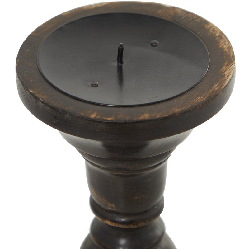 Elegant Espresso Wood Candle Holder Trio, 18" 15" 12"H