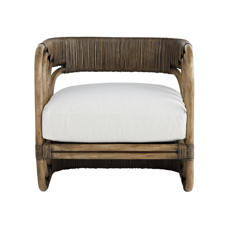 Gray Rattan Handcrafted Armchair with Plush Cushion