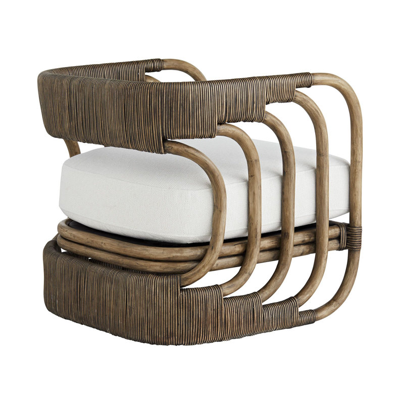 Gray Rattan Handcrafted Armchair with Plush Cushion