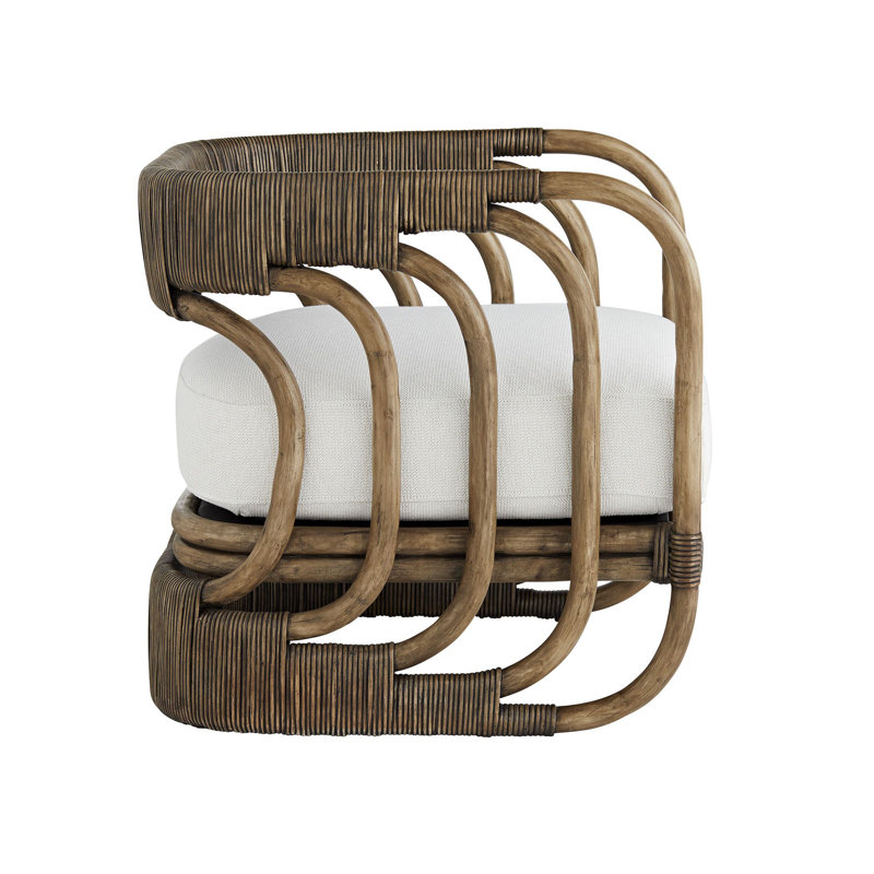 Gray Rattan Handcrafted Armchair with Plush Cushion