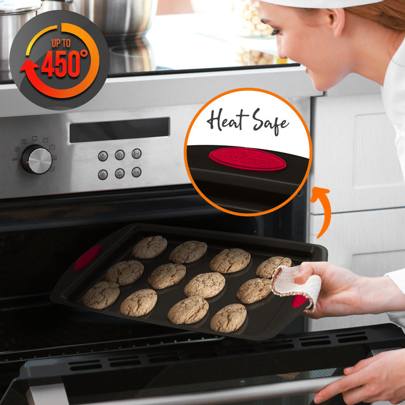 NutriChef Black Nonstick Carbon Steel 2-Piece Baking Sheet Set
