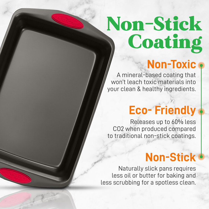 NutriChef Black Nonstick Carbon Steel 2-Piece Baking Sheet Set