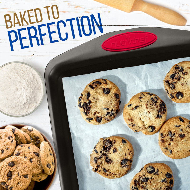 NutriChef Black Nonstick Carbon Steel 2-Piece Baking Sheet Set