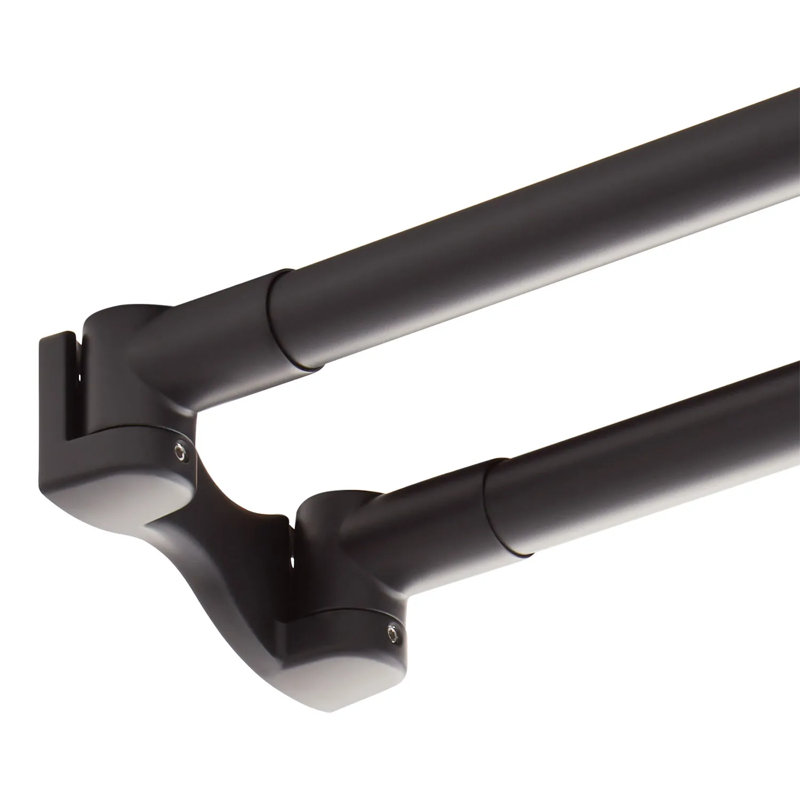 Matte Black 60" Double Bar Wall Mounted Shower Curtain Rod