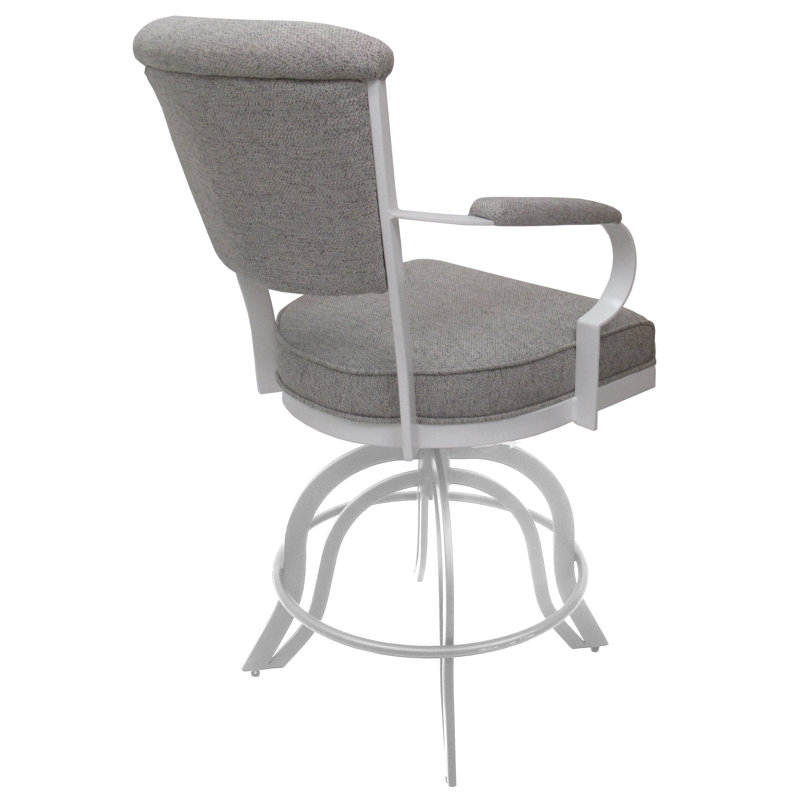 White Portwood Ash Metal Swivel Backless Bar Stool