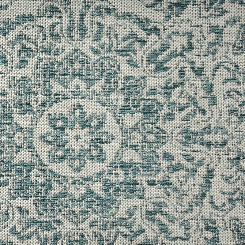 Elegant Blue and White Medallion 8' x 10' Easy-Care Indoor/Outdoor Rug