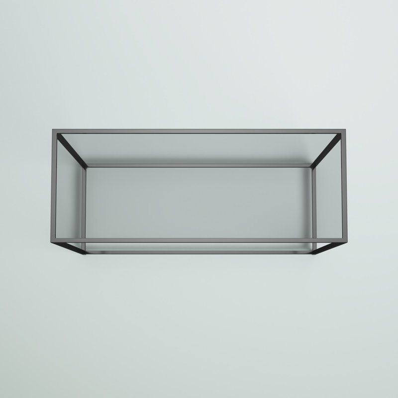 Sleek Modern Black Metal and Glass Rectangular Console Table