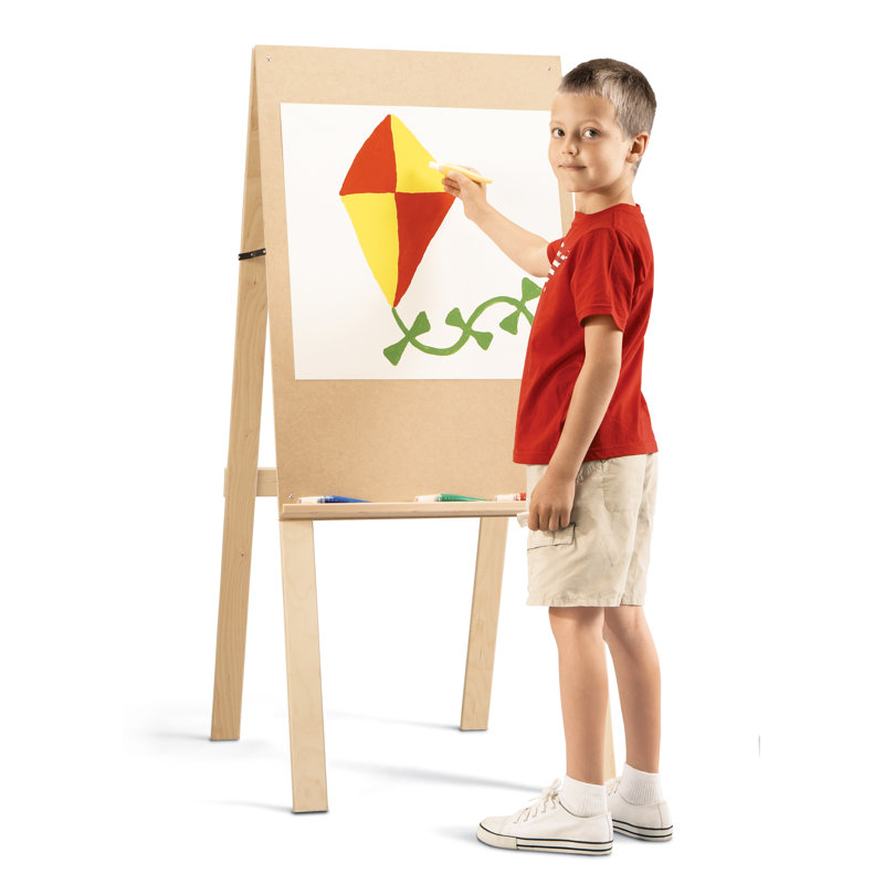 Natural Wood Single-Sided Art Easel with Storage Tray