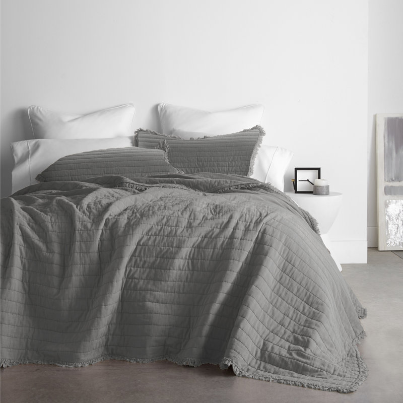 Delano King-Size Grey Cotton Reversible Quilt Set