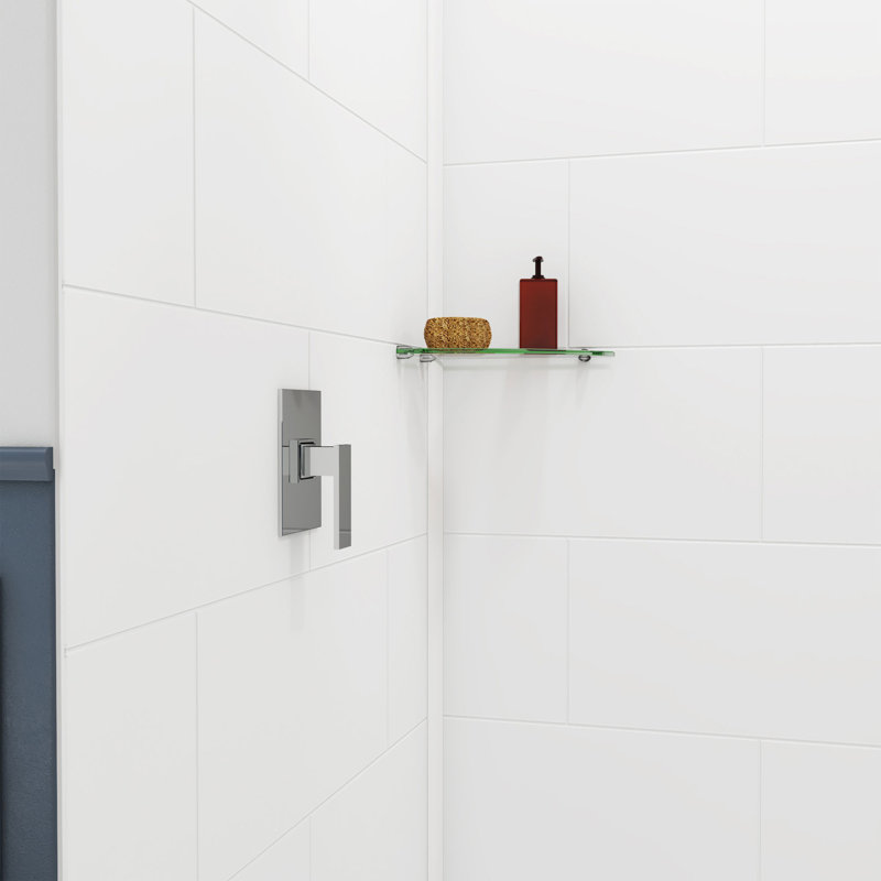 DreamStone 36" White Solid Surface Alcove Shower Kit
