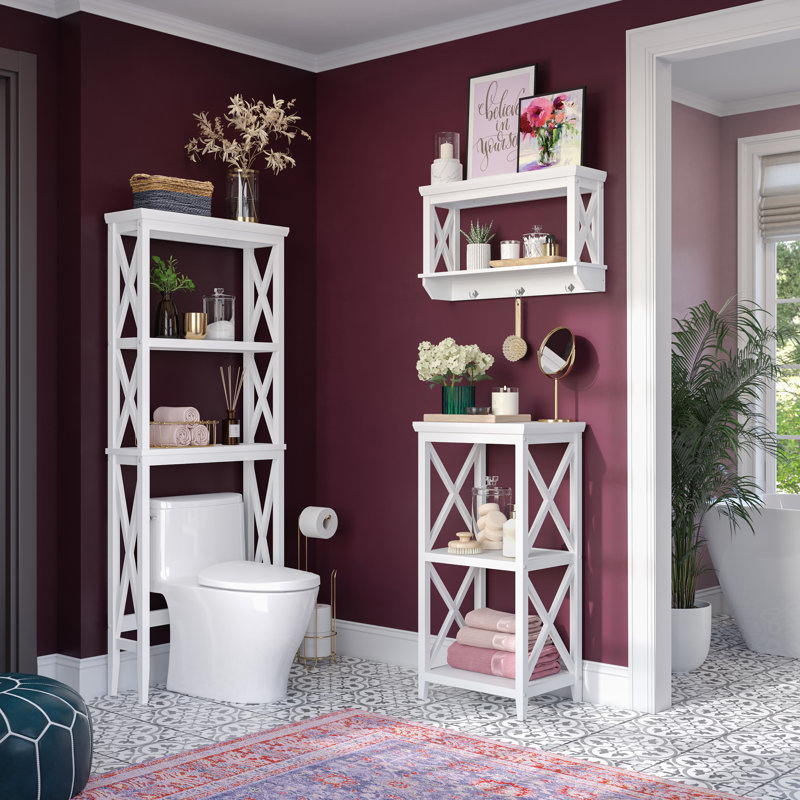 La Crosse White Contemporary 3-Hook Wall Shelf with Open Shelves