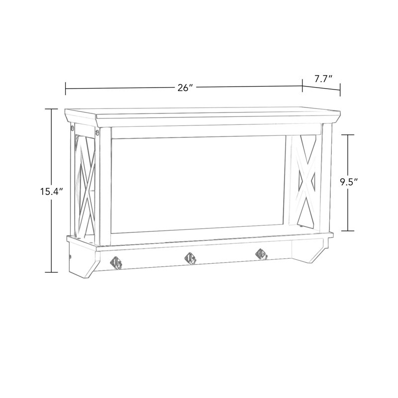 La Crosse White Contemporary 3-Hook Wall Shelf with Open Shelves