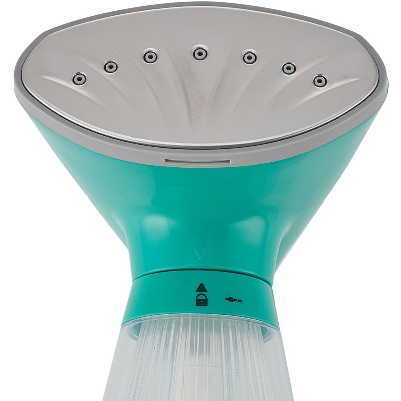Teal Handheld Garment Steamer with Clear Ribbed Water Tank