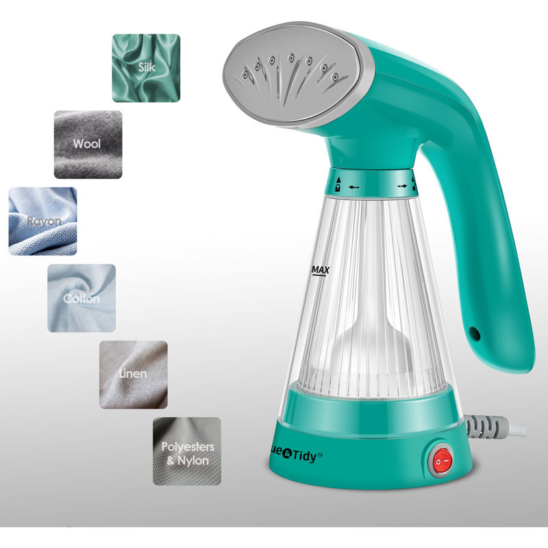 Teal Handheld Garment Steamer with Clear Ribbed Water Tank