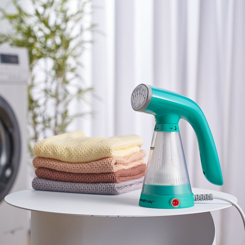 Teal Handheld Garment Steamer with Clear Ribbed Water Tank