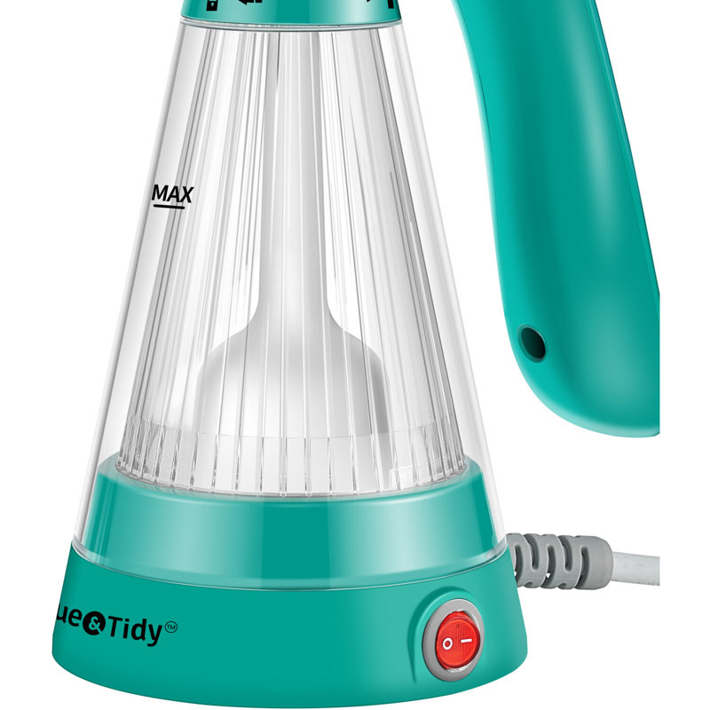 Teal Handheld Garment Steamer with Clear Ribbed Water Tank