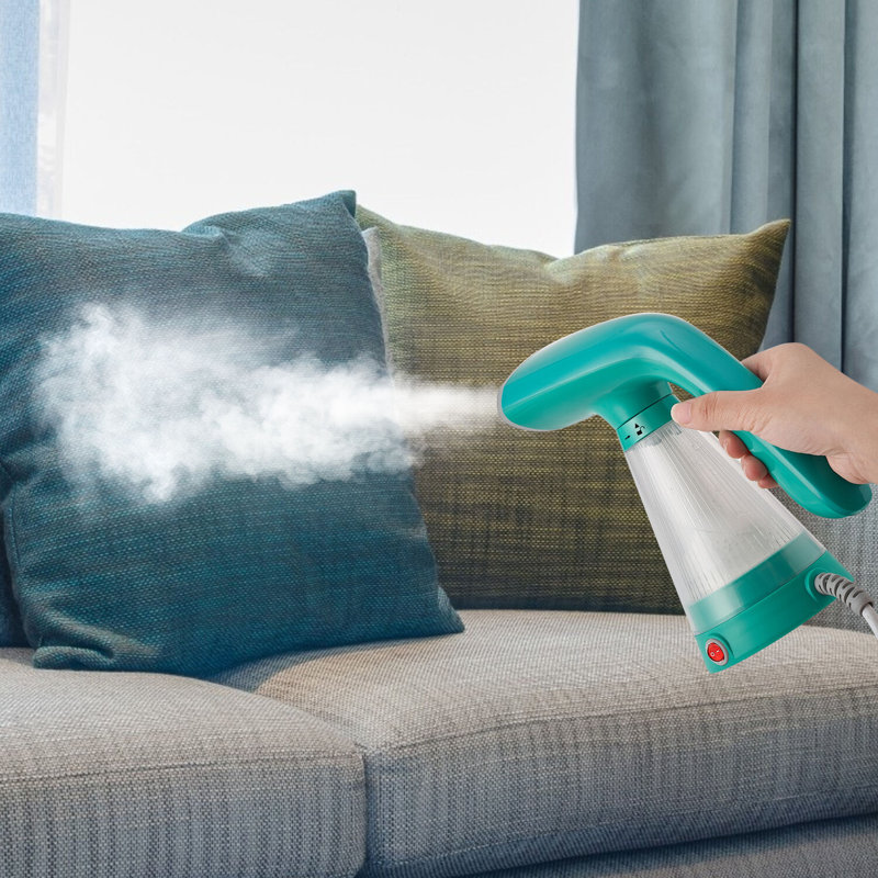 Teal Handheld Garment Steamer with Clear Ribbed Water Tank