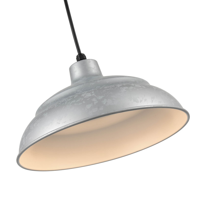 Modern Galvanized Aluminum 14" LED Bowl Pendant Light for Indoor/Outdoor