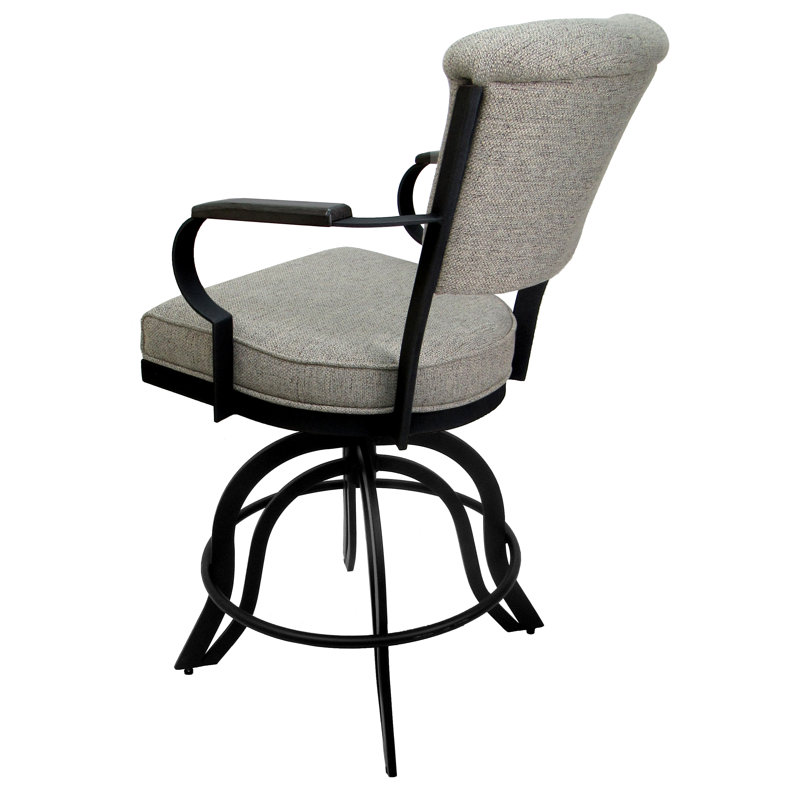 Portwood Ash Black Swivel Upholstered Bar Stool with Metal Frame