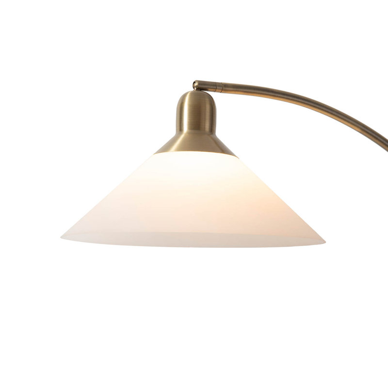 Melmar Weathered Brass Walnut Adjustable Arc Floor Lamp