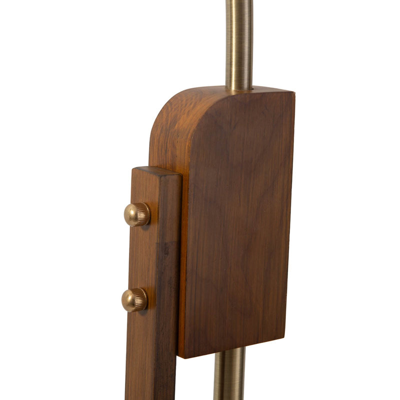 Melmar Weathered Brass Walnut Adjustable Arc Floor Lamp