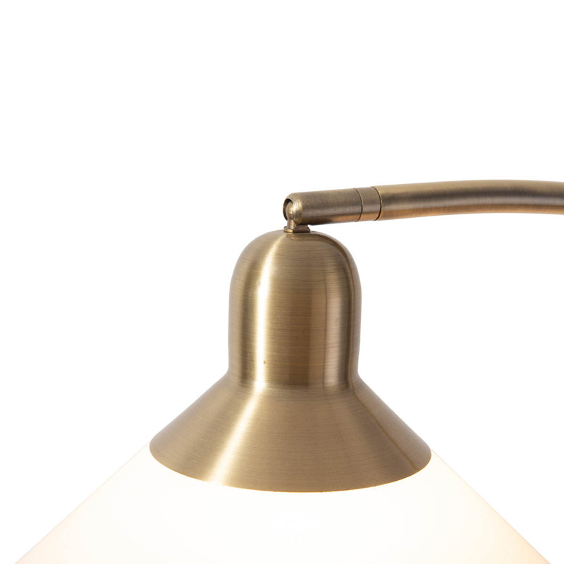 Melmar Weathered Brass Walnut Adjustable Arc Floor Lamp