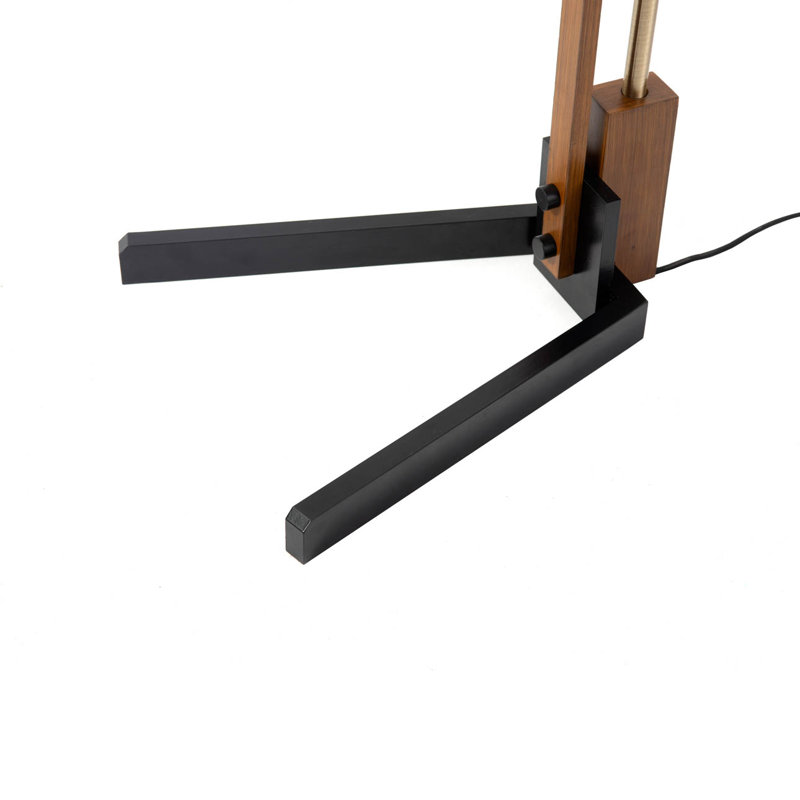 Melmar Weathered Brass Walnut Adjustable Arc Floor Lamp