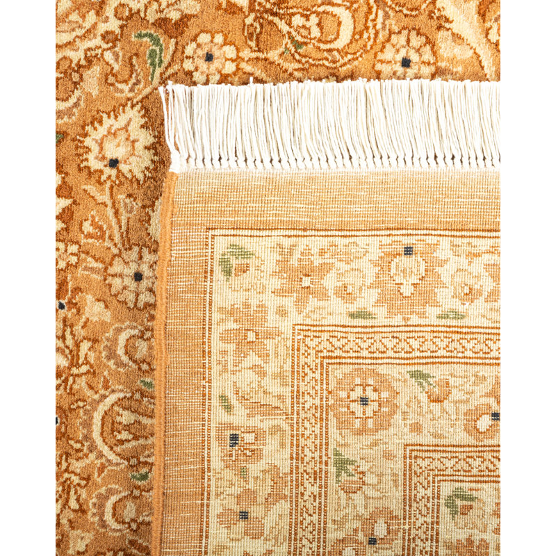 Handmade Yellow and Beige Wool 8' x 10' Rectangular Area Rug
