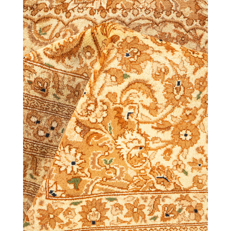 Handmade Yellow and Beige Wool 8' x 10' Rectangular Area Rug