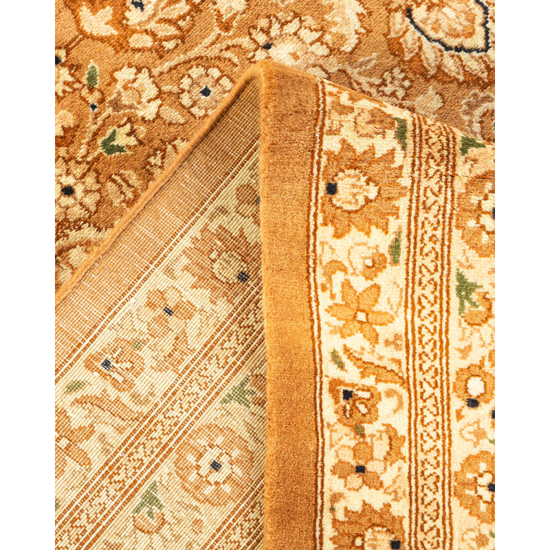 Handmade Yellow and Beige Wool 8' x 10' Rectangular Area Rug