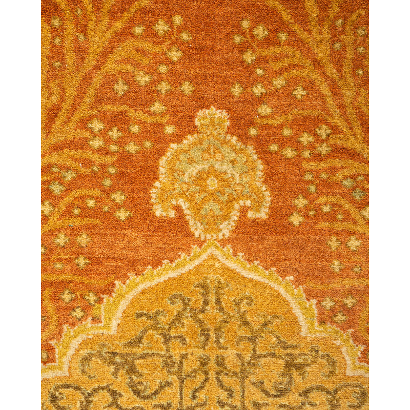 Timeless Elegance Hand-Knotted Wool Area Rug in Orange and Brown 4' x 6'