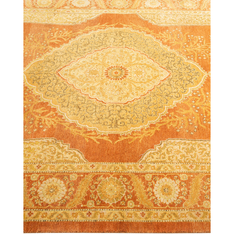 Timeless Elegance Hand-Knotted Wool Area Rug in Orange and Brown 4' x 6'