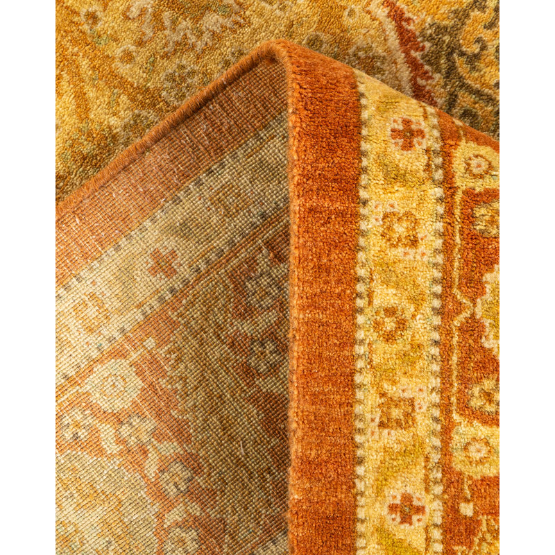 Timeless Elegance Hand-Knotted Wool Area Rug in Orange and Brown 4' x 6'