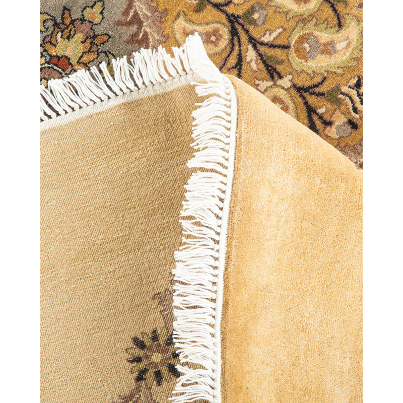 Mogul One-of-a-Kind Round Wool Area Rug in Brown and Beige