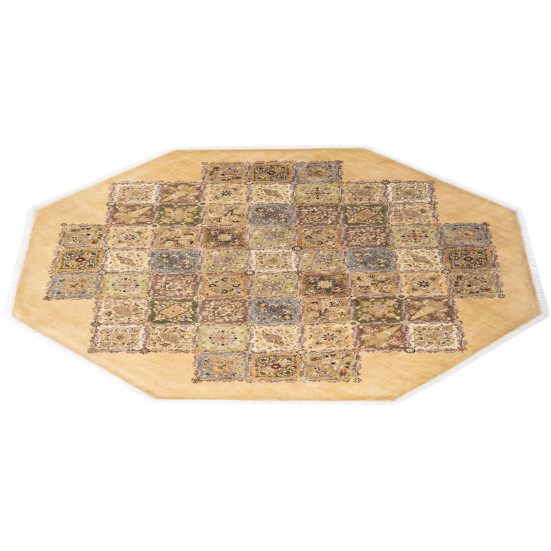 Mogul One-of-a-Kind Round Wool Area Rug in Brown and Beige