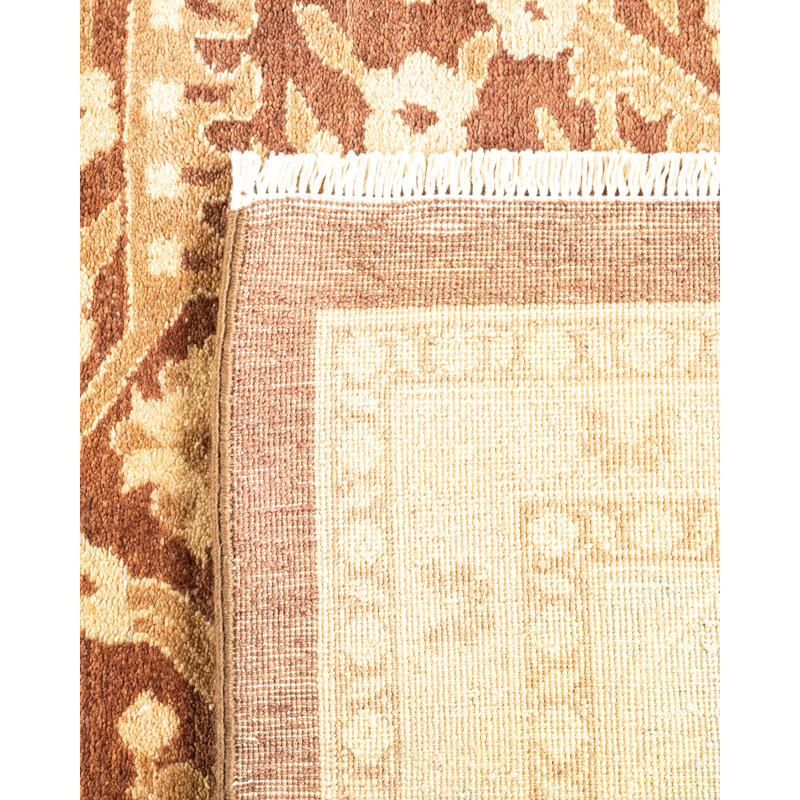 Handmade Brown and Beige Wool Oriental Rug, 12'3" x 14'2"