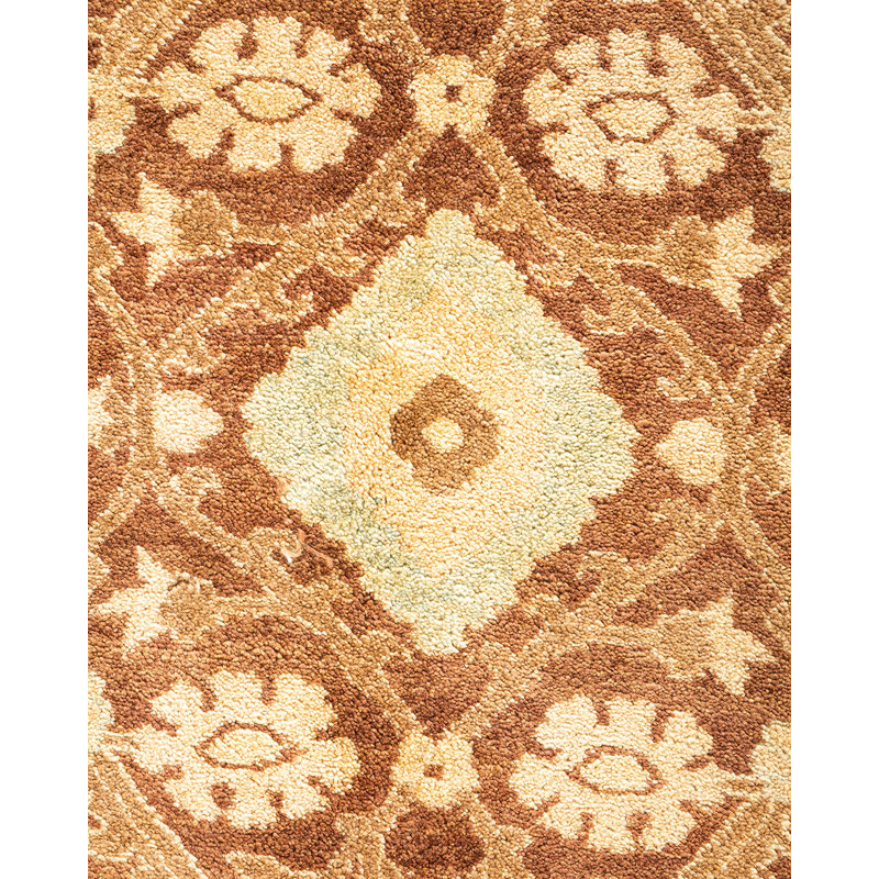 Handmade Brown and Beige Wool Oriental Rug, 12'3" x 14'2"