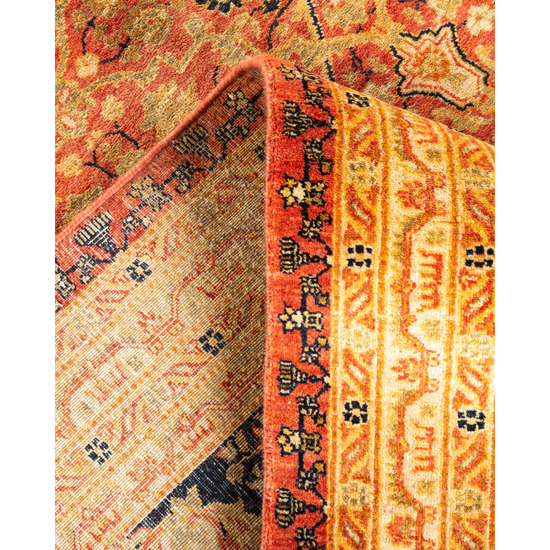 Mogul Hand-Knotted Red Wool Oriental Area Rug