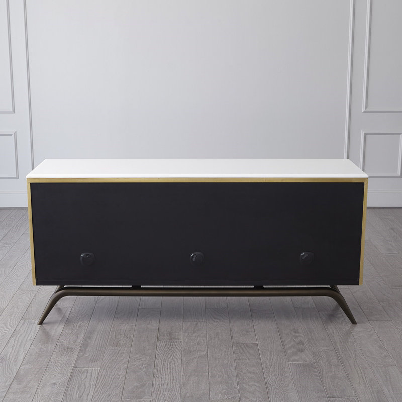 Polished Brass Triangle Cabinet with Marble Top and Adjustable Shelves