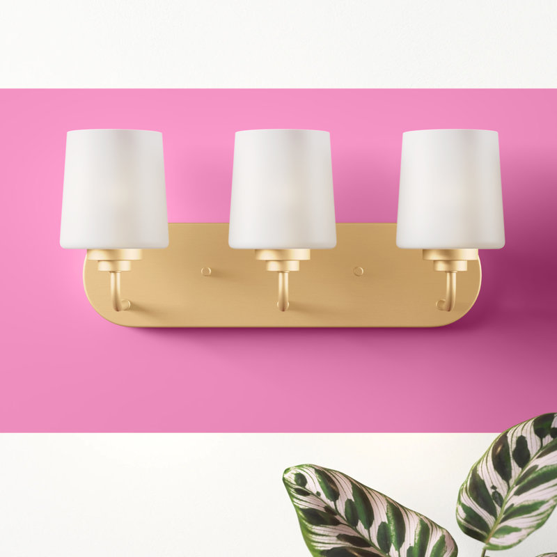 Satin Brass 3-Light Vanity with Etched Glass Shades