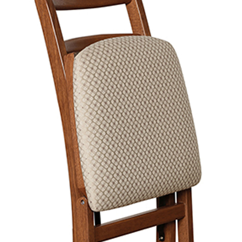 Cherry Wood Ladderback Folding Chair with Upholstered Seat