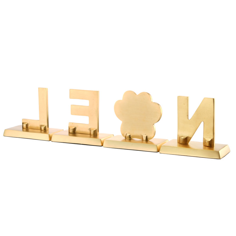 5" Silver and Gold Sparkle NOEL Stocking Holders, 4-Pieces