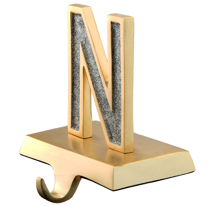 5" Silver and Gold Sparkle NOEL Stocking Holders, 4-Pieces