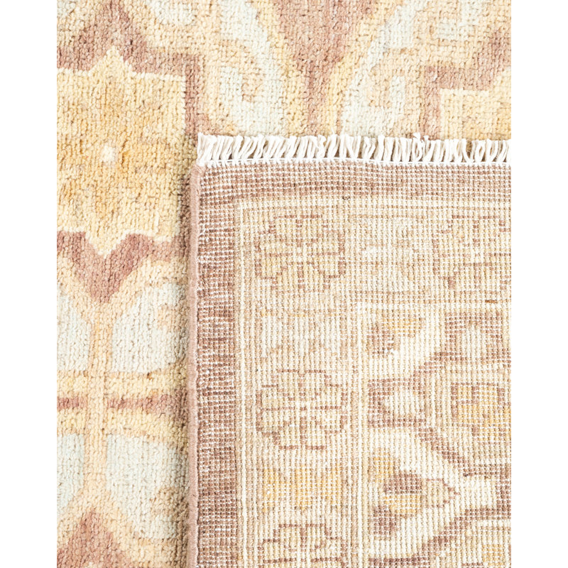 Light Blue and Brown Wool Hand-Knotted 8' x 10' Area Rug