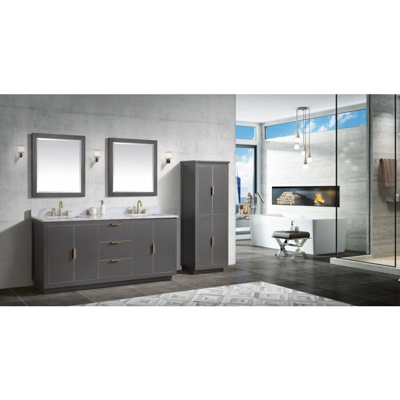 Austen 72" Twilight Gray Solid Wood Double Vanity Base