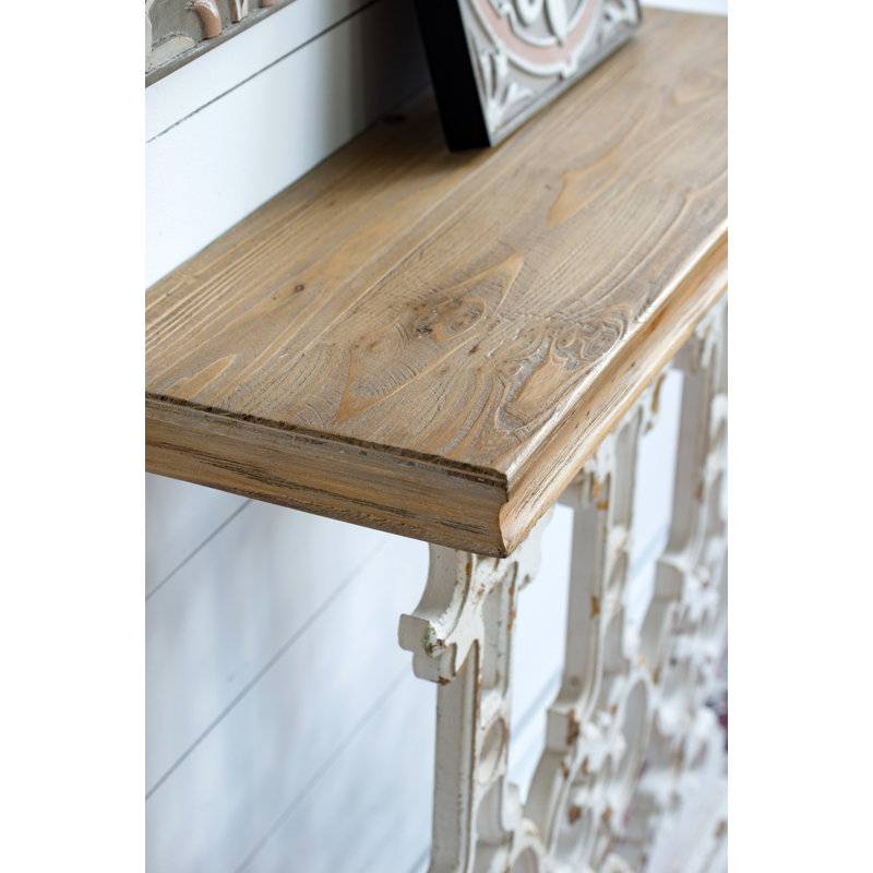 Vintage Whitewash and Warm Wood Rectangular Console Table