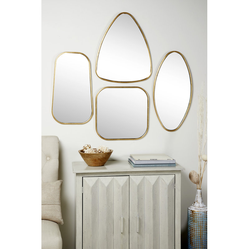 CosmoLiving Glamorous Gold Geometric Wall Mirror Set of 4