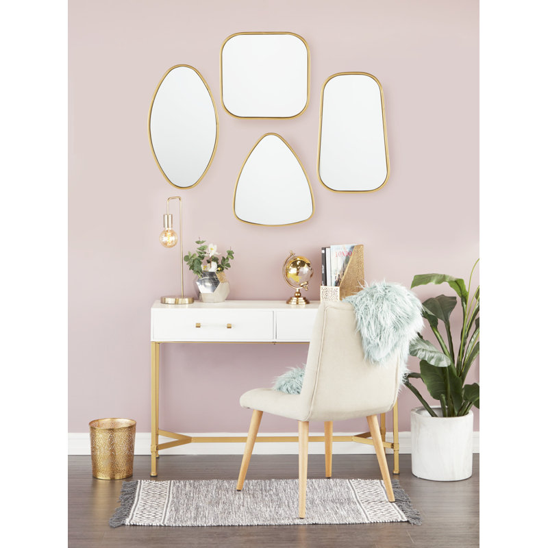 CosmoLiving Glamorous Gold Geometric Wall Mirror Set of 4